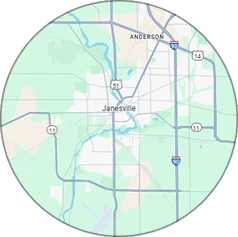 Circular Map of Janesville, WI
